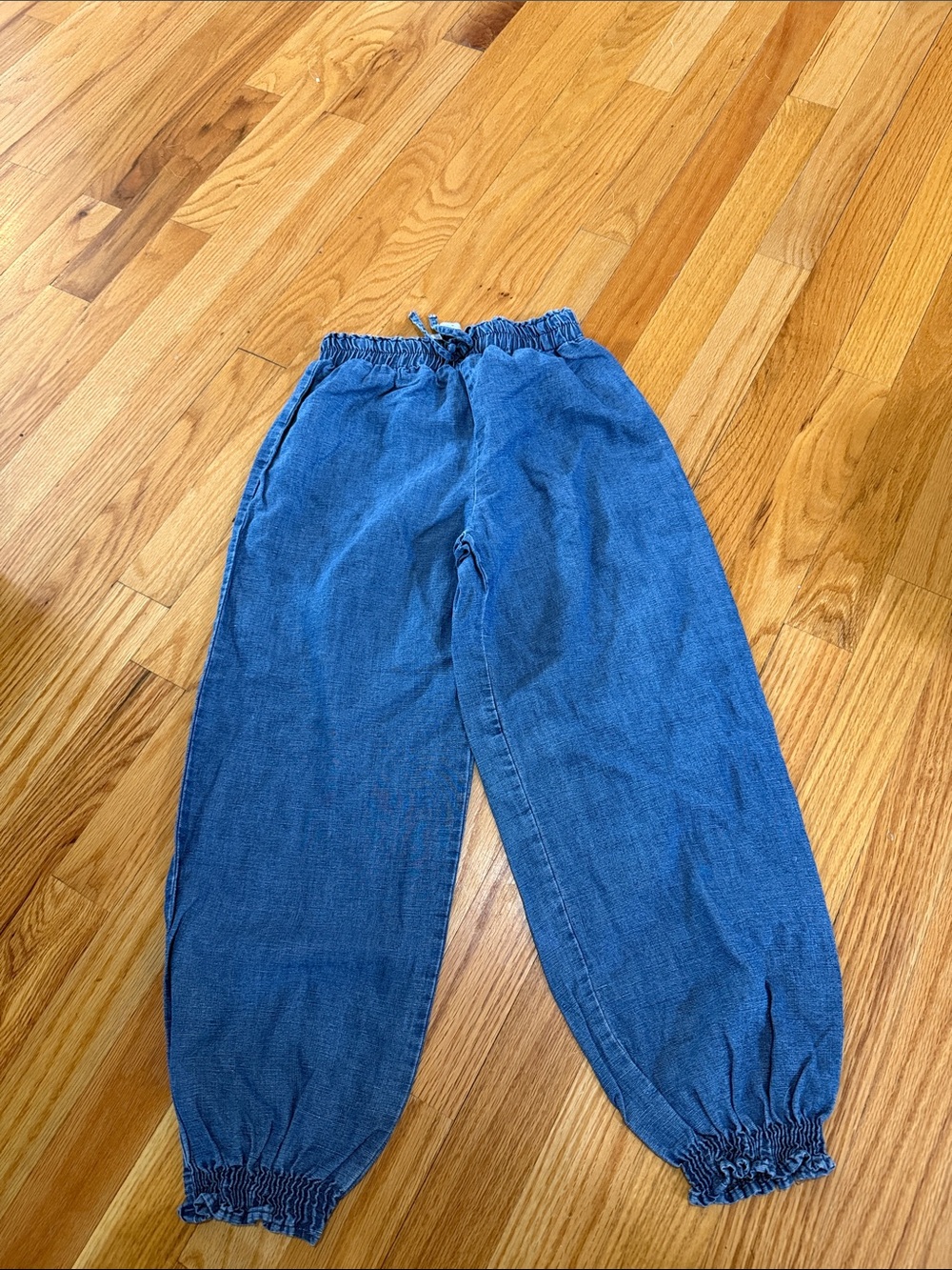 Zara Blue Elastic-Waist Denim Joggers for Kids